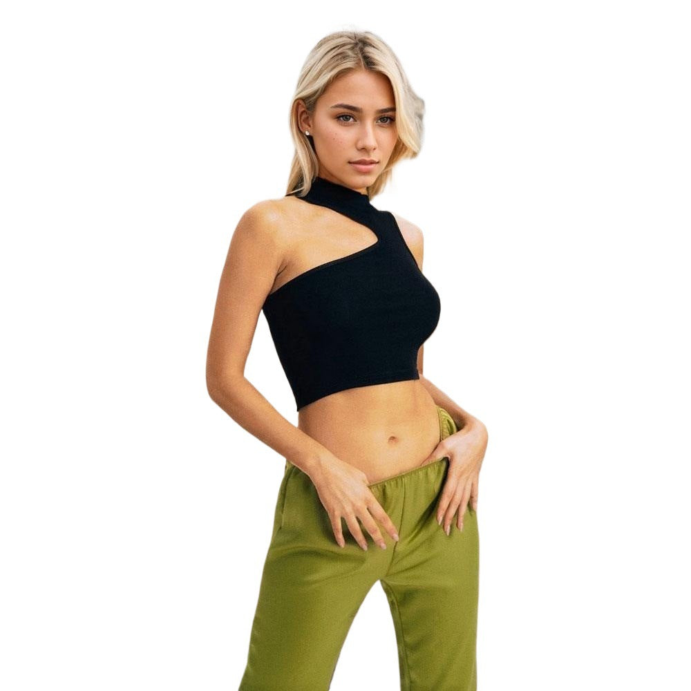 Women's Spring And Summer New Street Fashion Sleeveless Vest Trendy Irregular Short Top