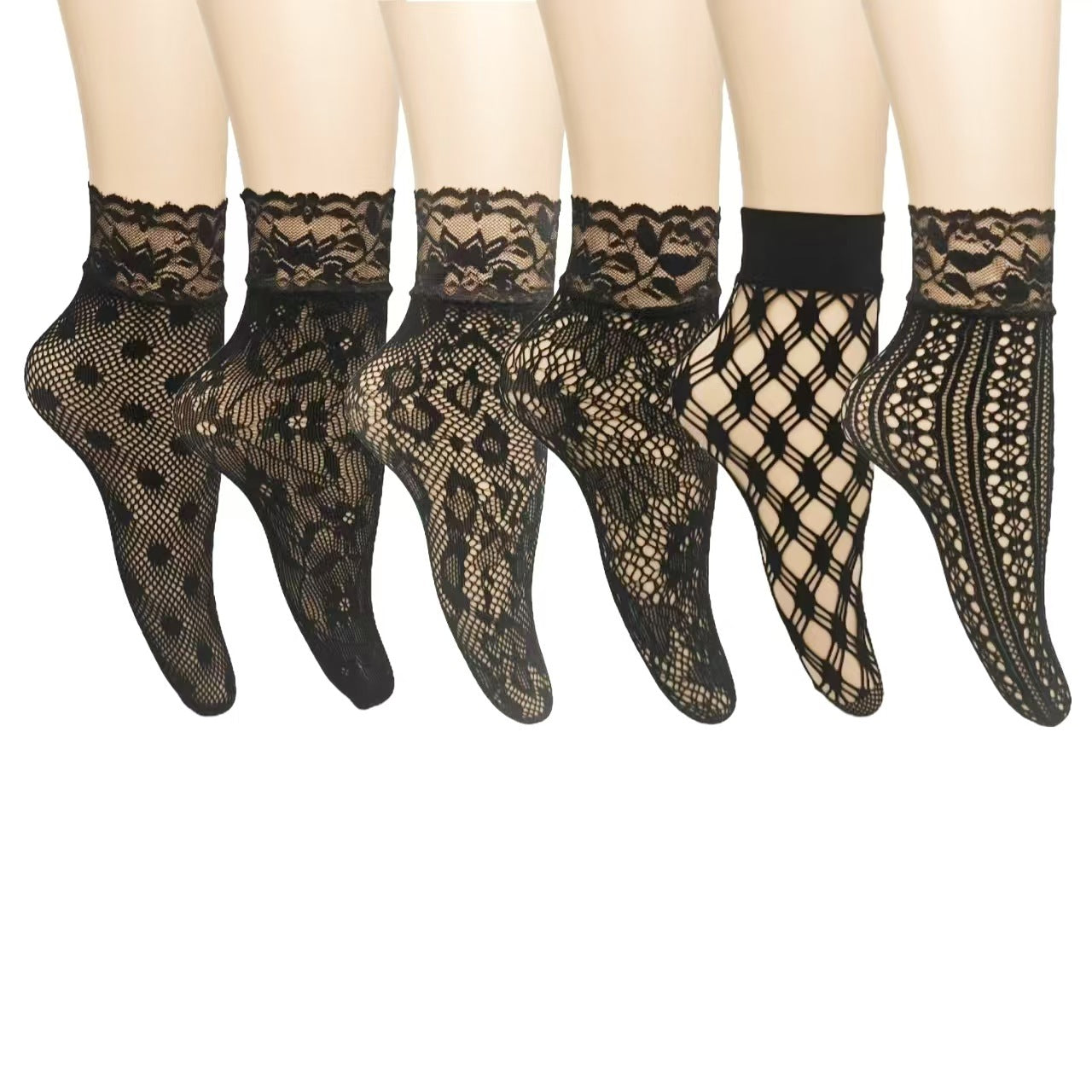 Jacquard Black Sheer Stockings Short Women Thin Sweat-absorbent