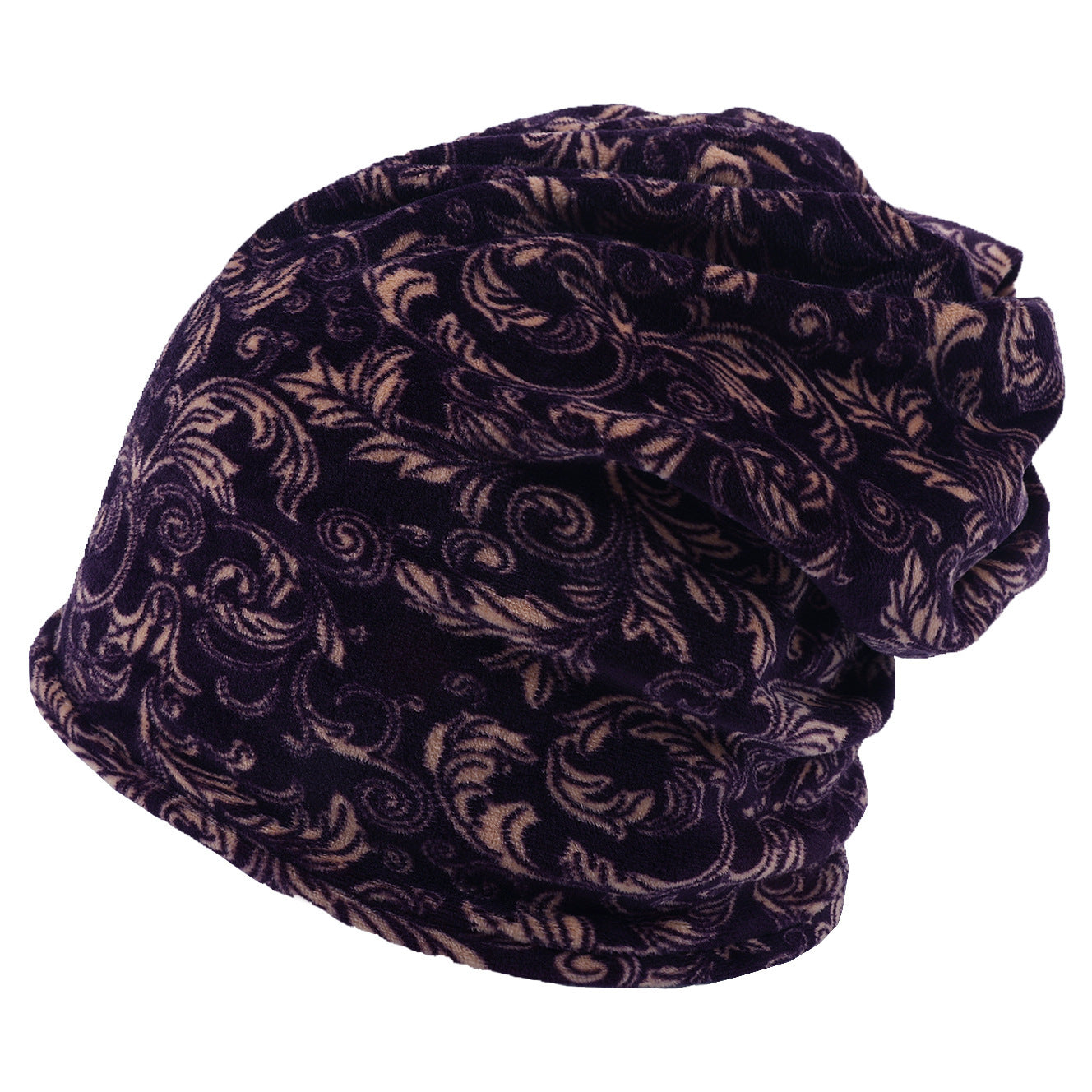 Double-layer Short-pile Bonnet With Multi-colored Plaid Pattern