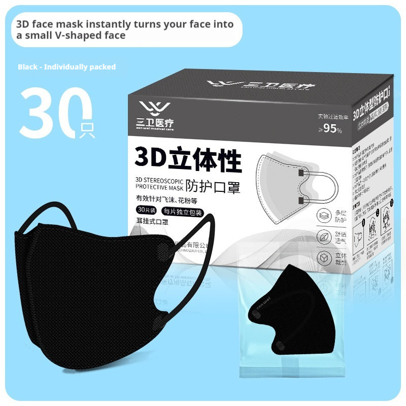 Summer Thin Cute V Face Ins Style Independent 3D Three-dimensional Mask 30 PCs