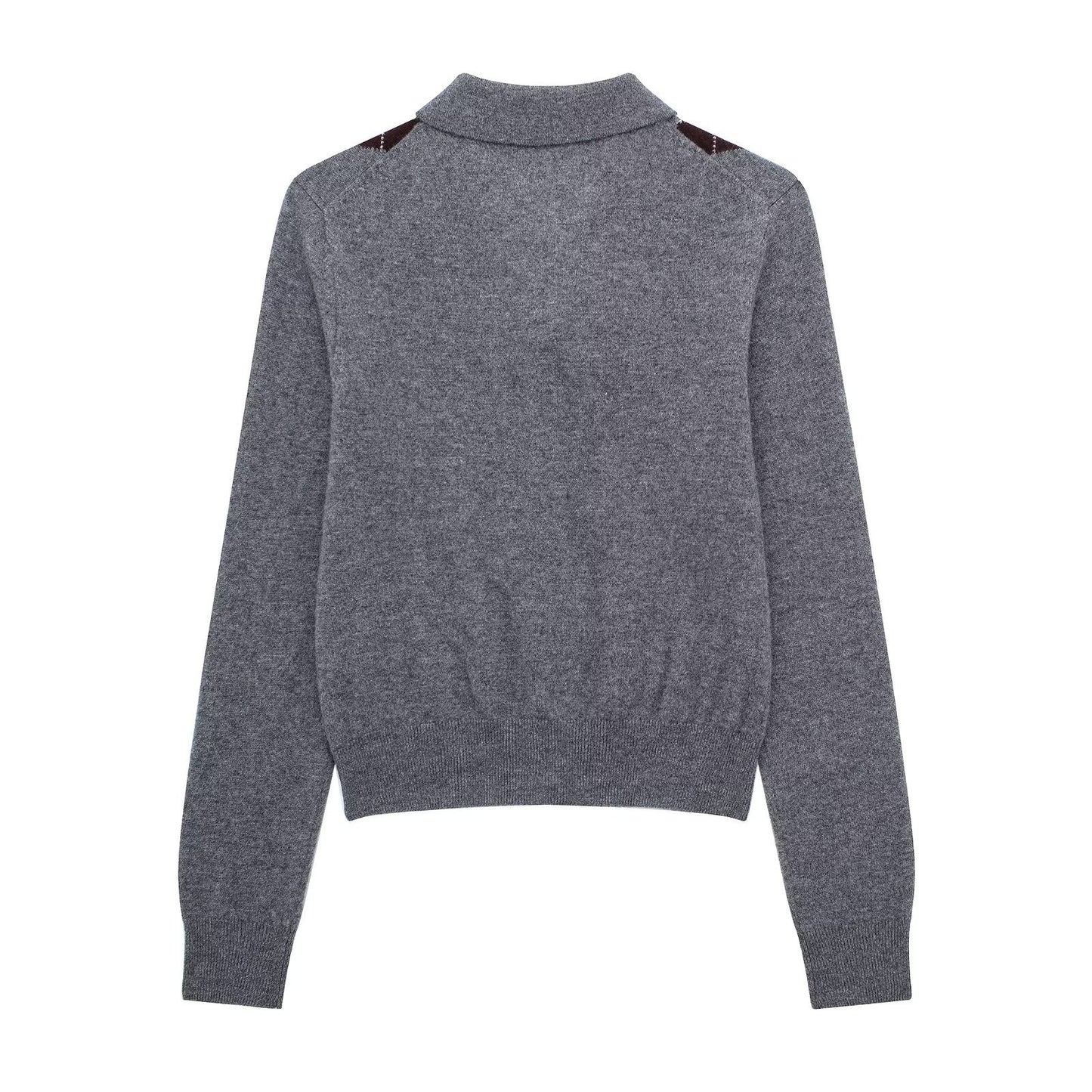 Womens Fashion Lapel Long-Sleeve Single-Breasted Knit Cardigan