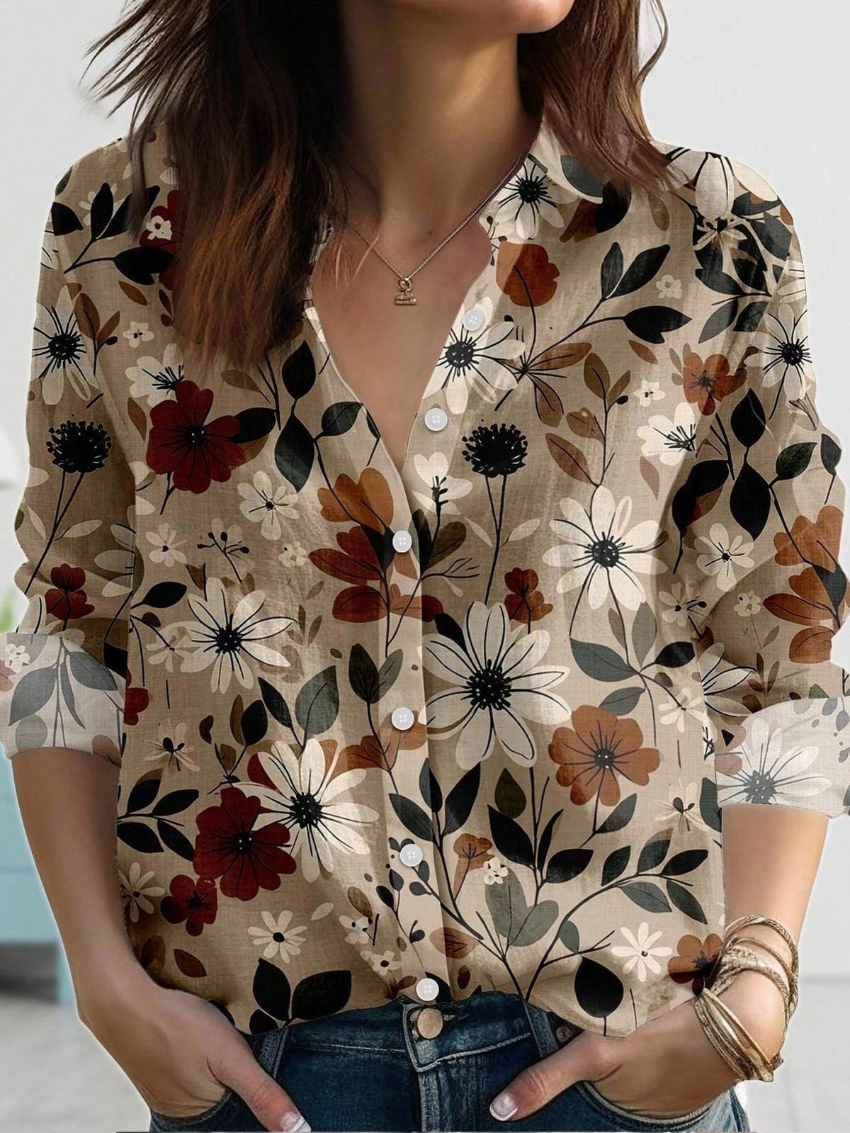 New Womens Long-sleeve Striped Shirt