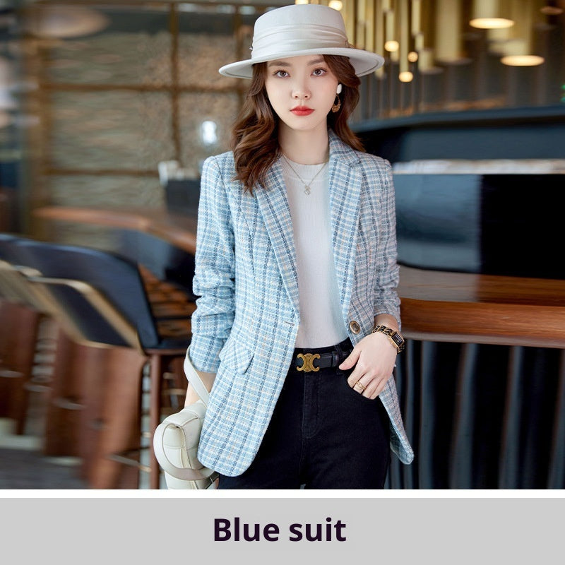 Casual Plaid Autumn Western Style Women's Clothing Long Coat