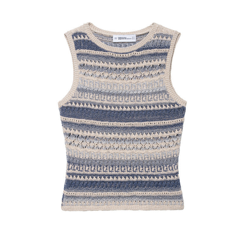 Women's Casual Striped Knitted Sleeveless Top