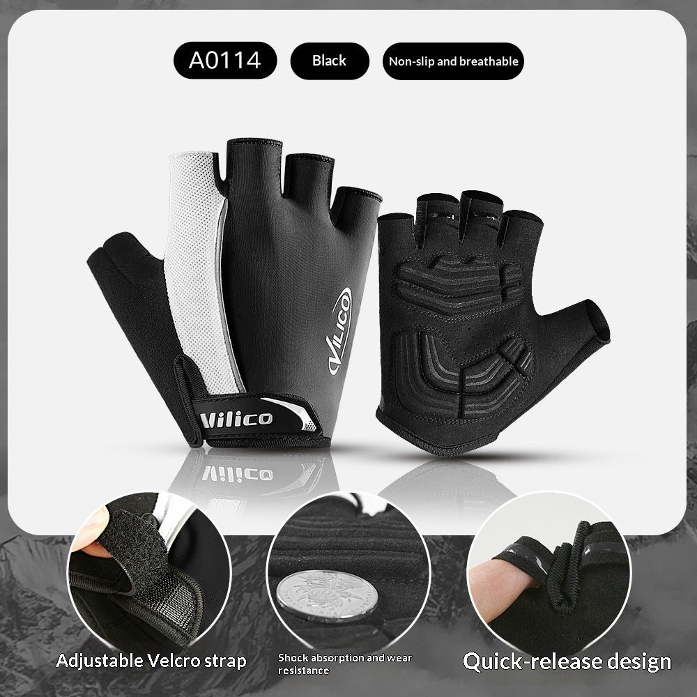 Breathable Anti-slip Unisex Road Bike Half-finger Gloves