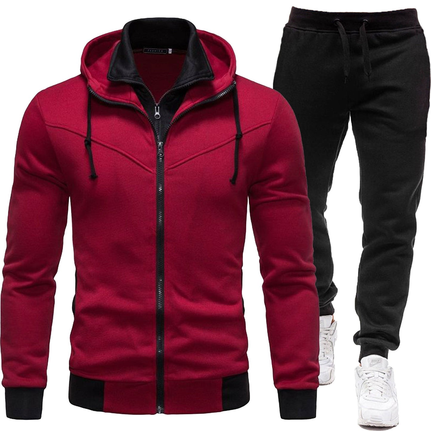 Sport-Style Patchwork Jacket And Casual Long-Sleeve Pants