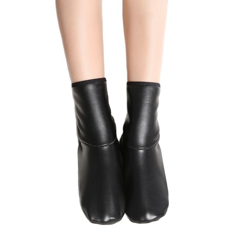 Women's Leather Anti-slip And Velvet High Tube Floor Socks