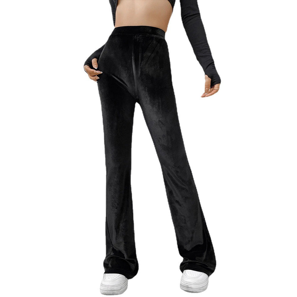 High-waisted Slimming Comfortable Flare Velvet Casual Pants
