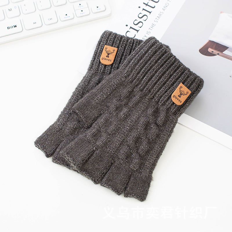 Half-finger Alpaca Wool Warm Knitted Gloves