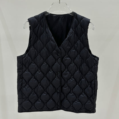 Layered Inner Wear, Short Round-neck Lightweight Down Vest Jacket