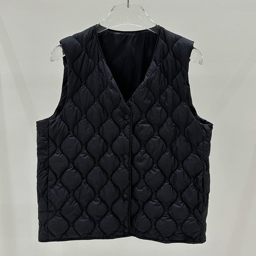 Layered Inner Wear, Short Round-neck Lightweight Down Vest Jacket