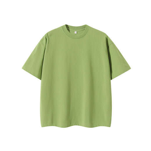 Double Yarn Short Sleeve Sweat-absorbing Cotton T-shirt Top