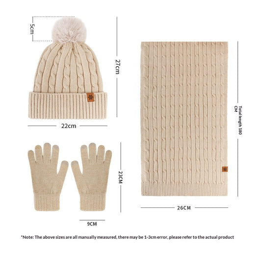 Women's Winter Warm Riding Ear Protection Knitted Hat Scarf Gloves