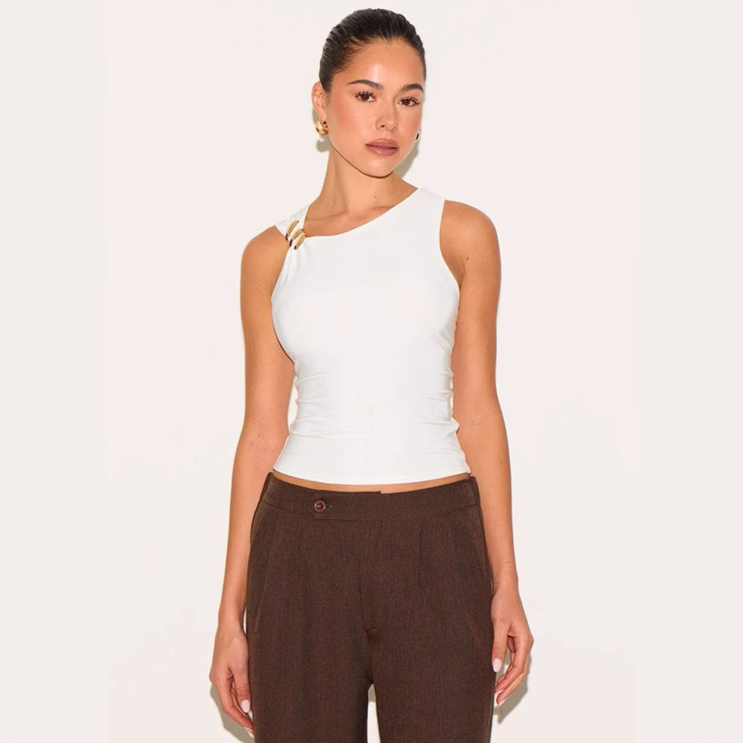 Women's Solid Color Off The Shoulder Slim Fit Versatile Top