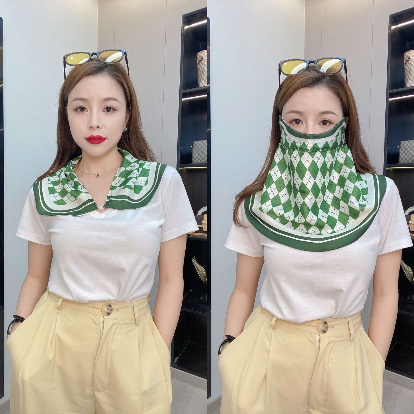 Female Printed Breathable Eye Corner Protection Summer Sunscreen Mask