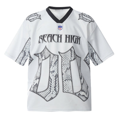 Snake Scale Design Mesh Jersey Short Sleeve T-shirt Loose