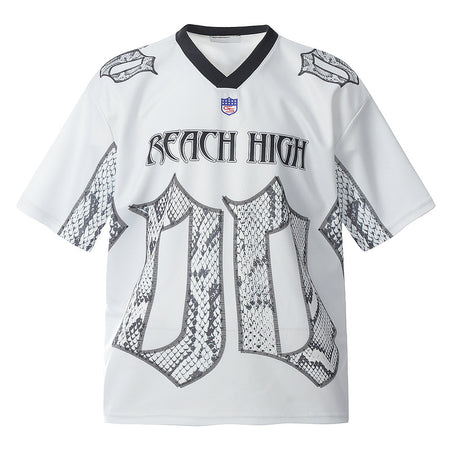Snake Scale Design Mesh Jersey Short Sleeve T-shirt Loose