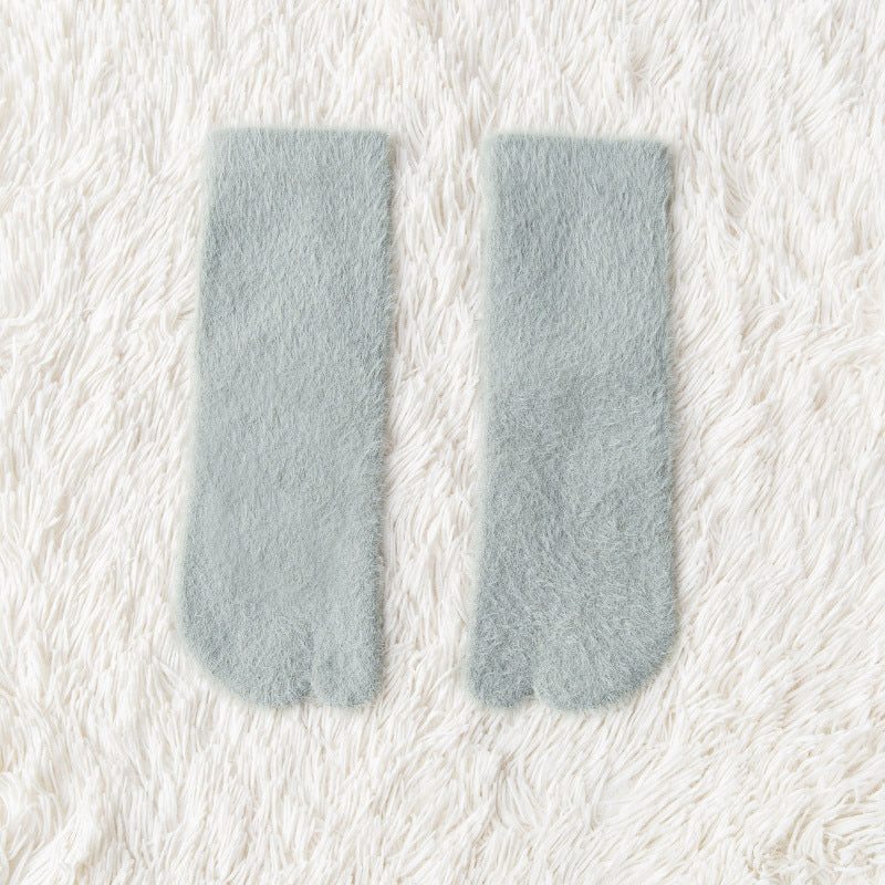 Women's Fleece-lined Thermal Winter Toe Socks Mid-calf Thick Warm