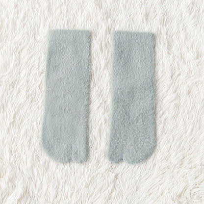 Women's Fleece-lined Thermal Winter Toe Socks Mid-calf Thick Warm