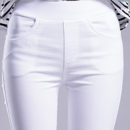 Outerwear Stretchy Elastic-waist Colorful Pencil Pants