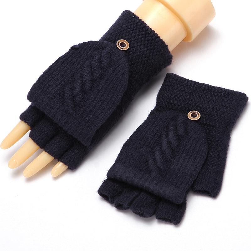 Women's Korean-style Thickened Thermal Knit Gloves In Solid Colors For Winter