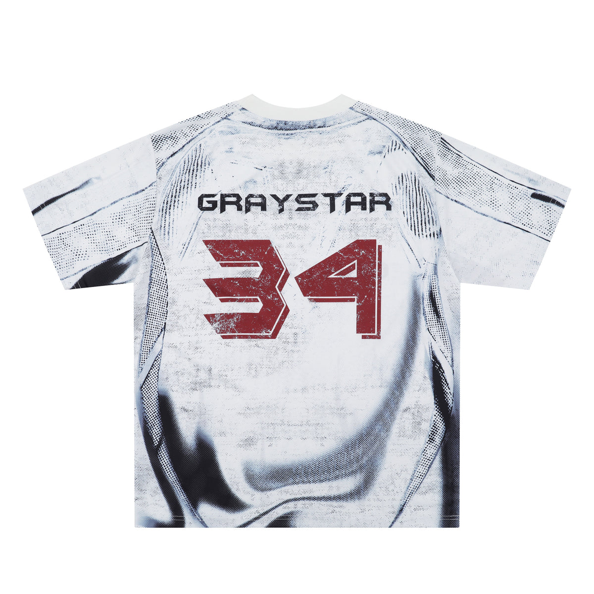 Short Sleeve Round Neck Black And White Printed T-shirt