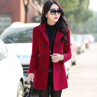 Ladies Autumn Casual Woolen Coat