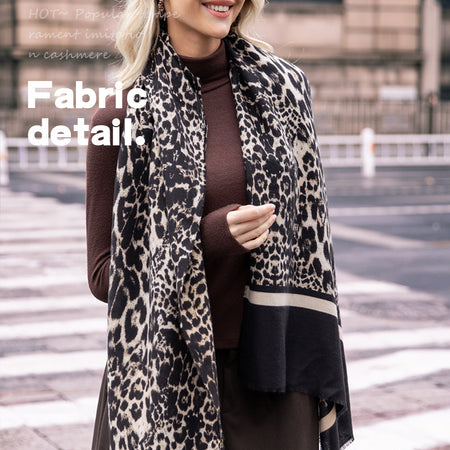 Leopard Print Artificial Cashmere Scarf Women's Warm Scarf Winter
