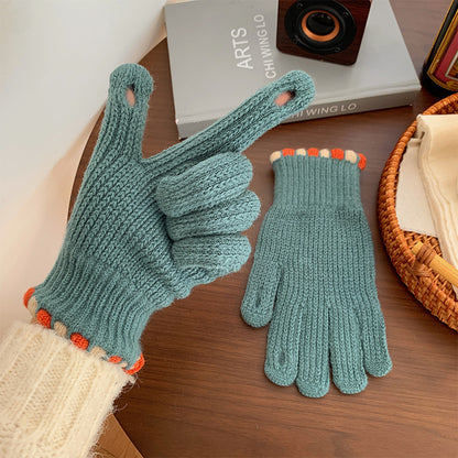 Winter Fingerless Knitted Gloves Touchscreen Warm Windproof