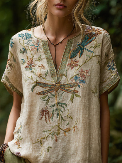 Spring Fashion Carnival Trendy Printed Womens V-Neck Short-Sleeve Top