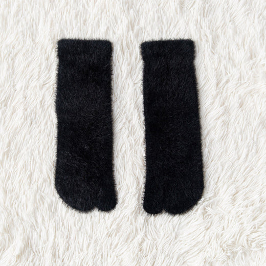 Women's Fleece-lined Thermal Winter Toe Socks Mid-calf Thick Warm