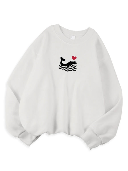Womens Casual Sweatshirt With Print Cozy Hoodie For Fall Soft Wool Blend