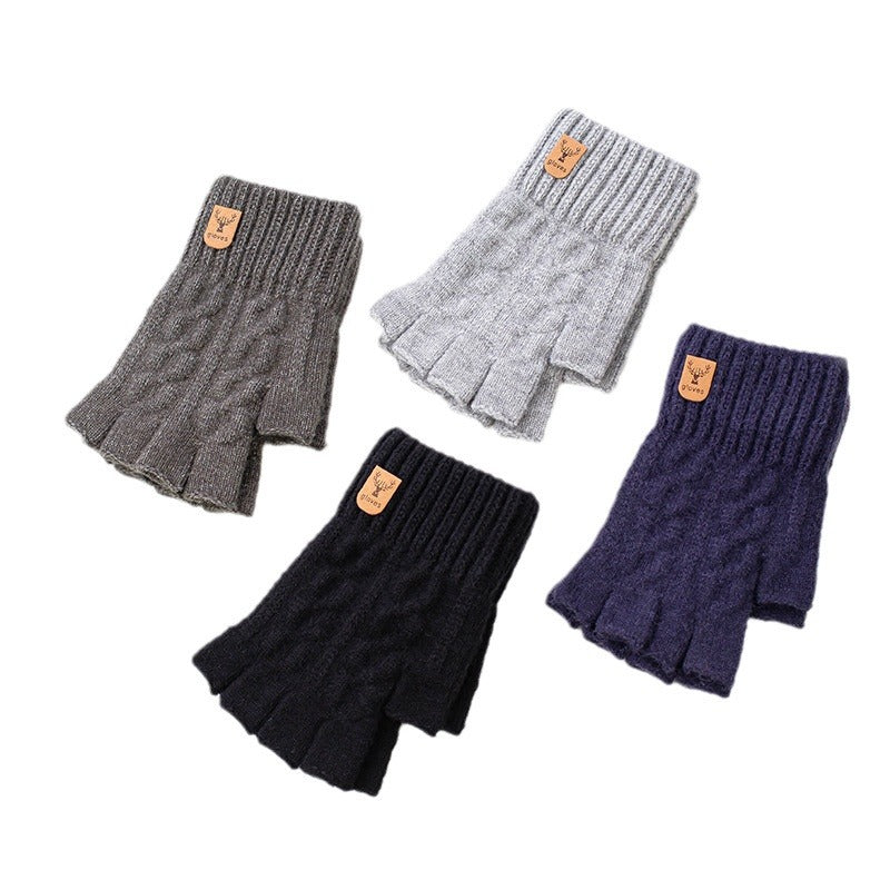 Half-finger Alpaca Wool Warm Knitted Gloves