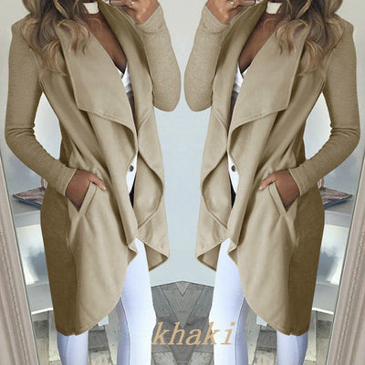 Slim long trench coat with solid lapel