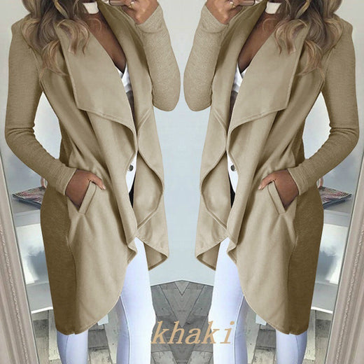 Slim long trench coat with solid lapel