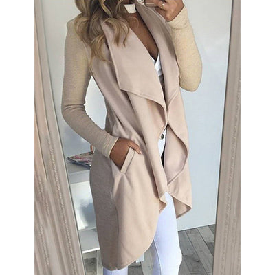 Slim long trench coat with solid lapel