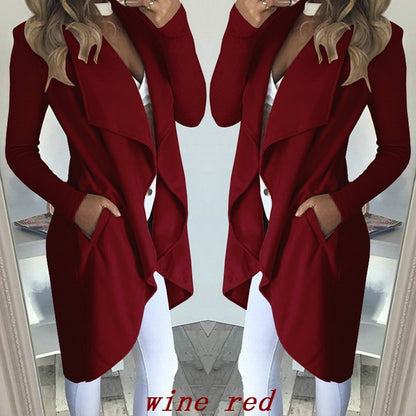 Slim long trench coat with solid lapel