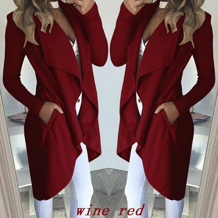Slim long trench coat with solid lapel