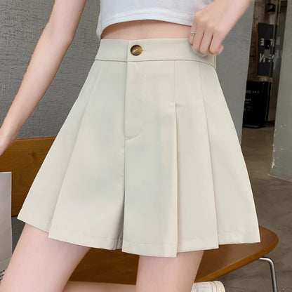 Stretchy High-waisted Pleated Wide-leg Casual Pants That Slim The Figure And Are Versatileperfect As An A-line Hot Pant