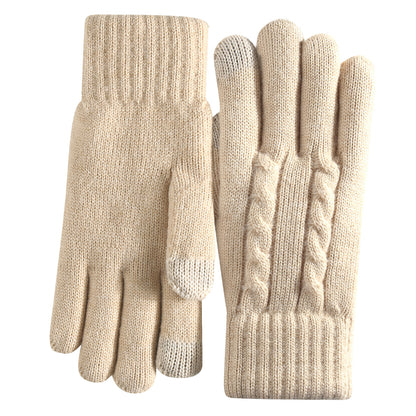 Double-layer Fleece-lined Warm And Cold-proof Knitted Gloves