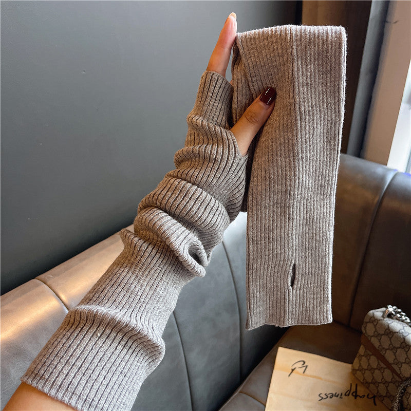 Versatile Gloves For Girls Arm Warmers Knitted Sleeves Long Fingerless Covers