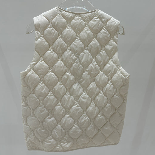 Layered Inner Wear, Short Round-neck Lightweight Down Vest Jacket