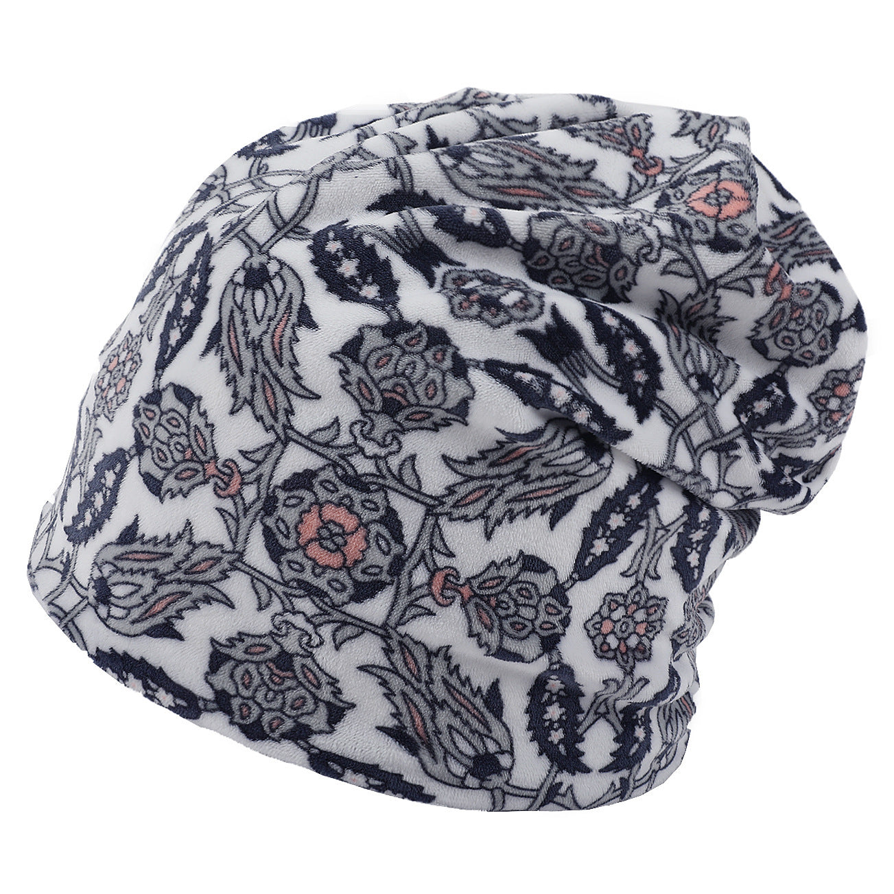 Double-layer Short-pile Bonnet With Multi-colored Plaid Pattern