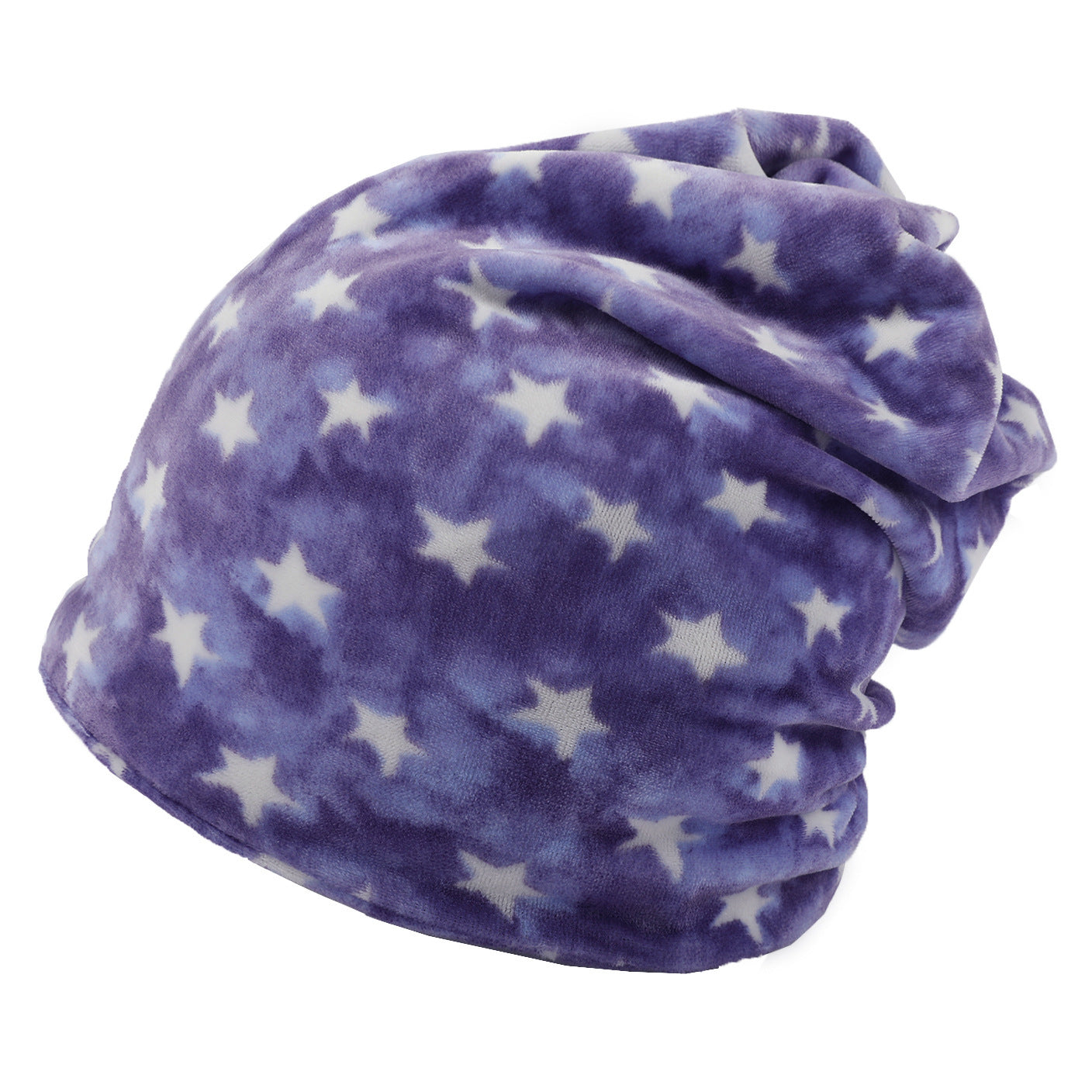 Double-layer Short-pile Bonnet With Multi-colored Plaid Pattern