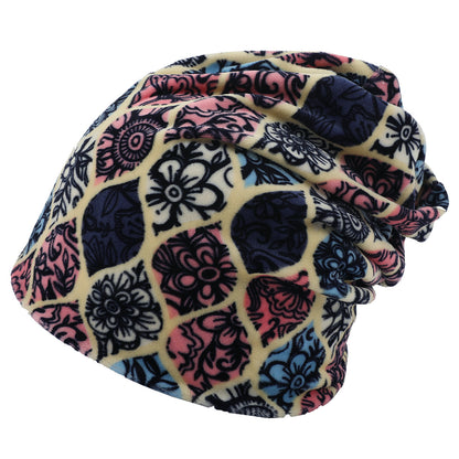 Double-layer Short-pile Bonnet With Multi-colored Plaid Pattern