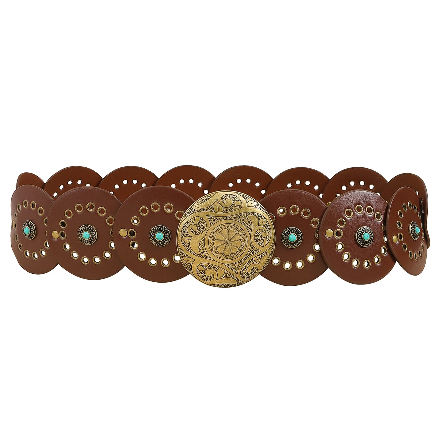Waist Western Style Disc Personality Turquoise Air Eye Belt
