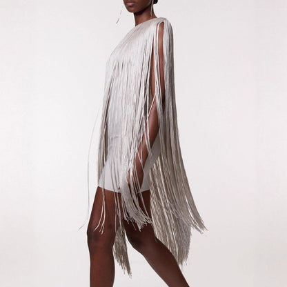 Sleek And Playful Tassel Skirt Party Dress