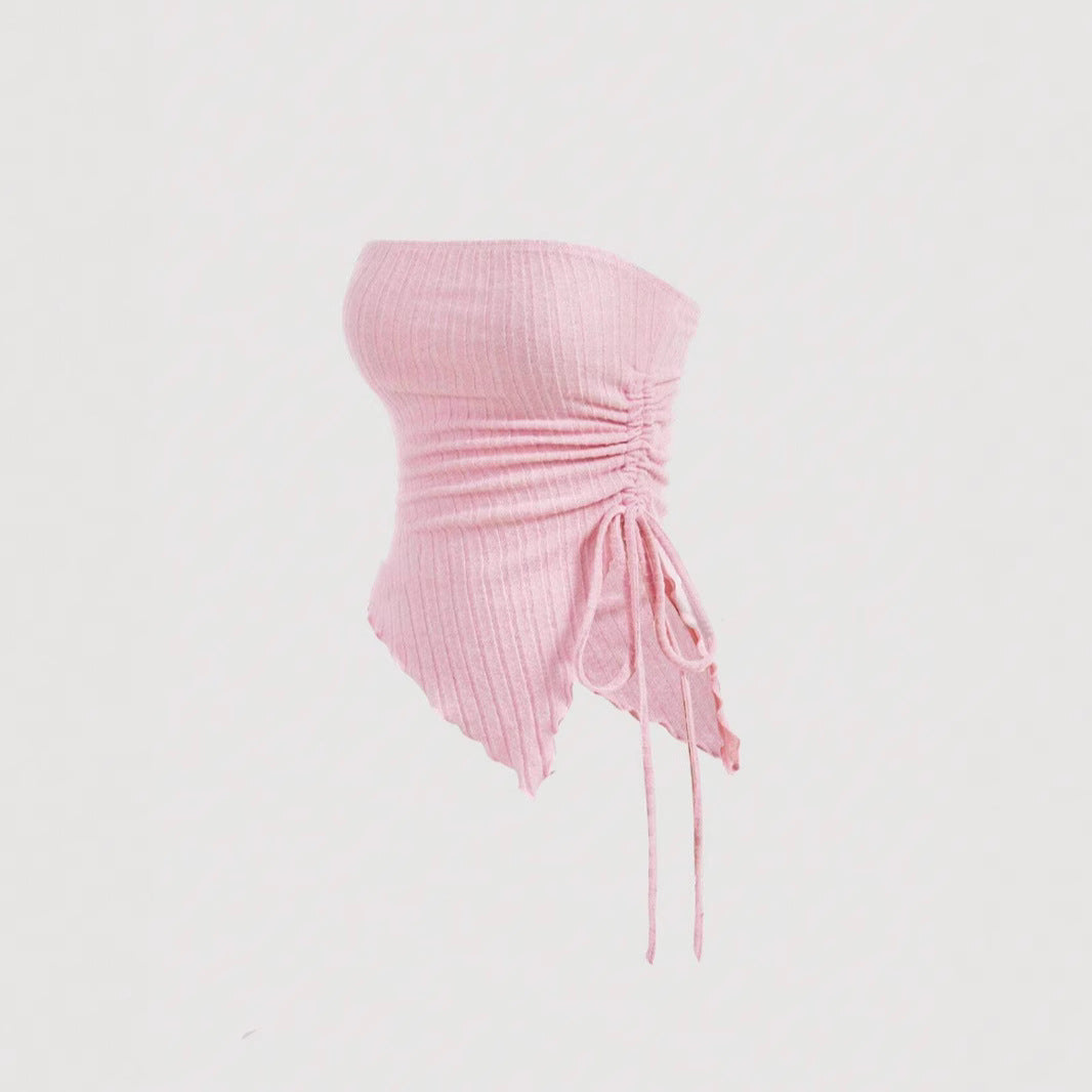 Women's Solid Color Tie-wrapped Bustier Top