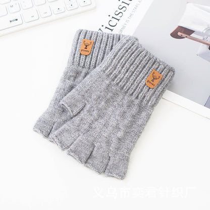 Half-finger Alpaca Wool Warm Knitted Gloves