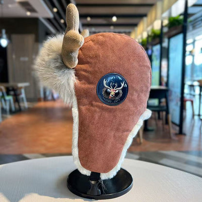 Women's Winter Plush Thickened Warm Deer Antler Hat
